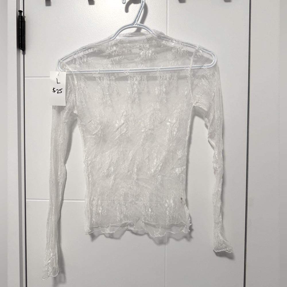 White Lace Overlay Top